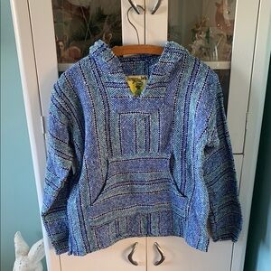 Iguana Jack sz SMexican Baja Hoodie in Blue and Black euc
